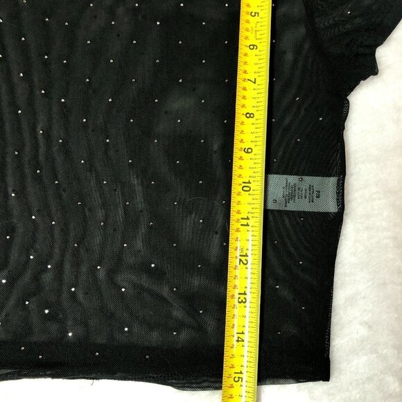 NWT Garage Black Mesh Short Sleeve Crop Top With Rhinestones Size Small - Picture 9 of 9